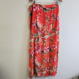 City Studio Floral Maxi Skirt - Red and Green